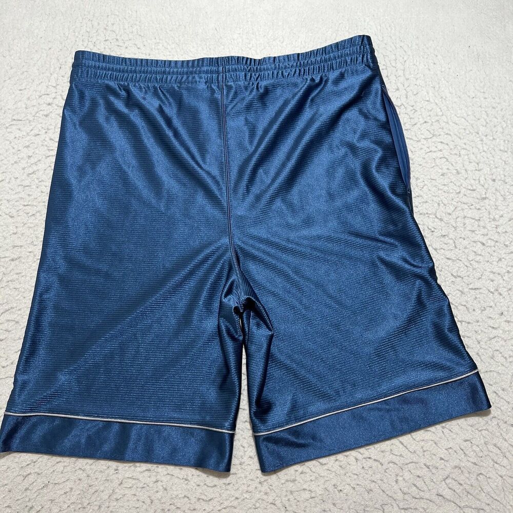 Tek Gear Men's Medium Shiny Silky Athletic Drawstring Blue Shorts 10" Inseam - Picture 5 of 10